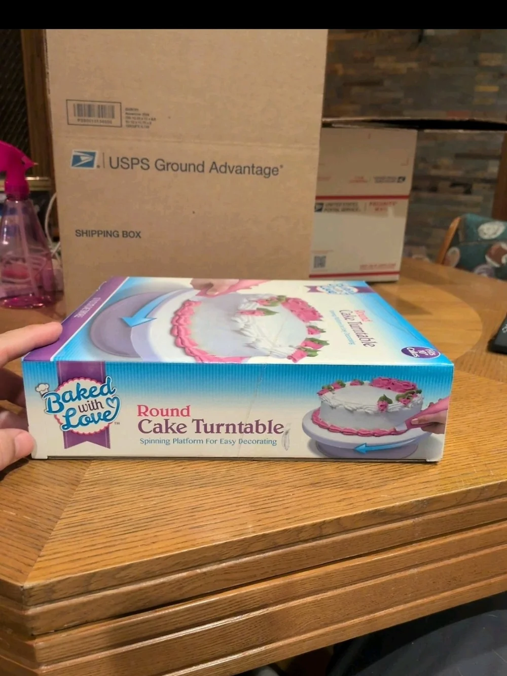 Pink Round Cake Turntable - Spinning Decorating Platform